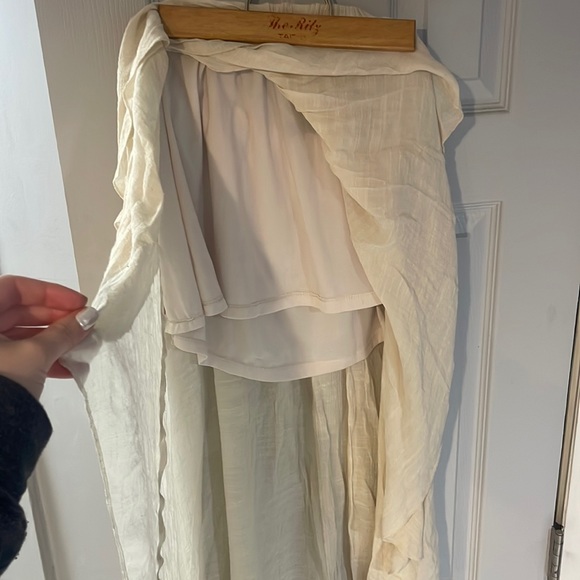 Beige, ruffled maxi skirt with slip attached underneath - Picture 5 of 5